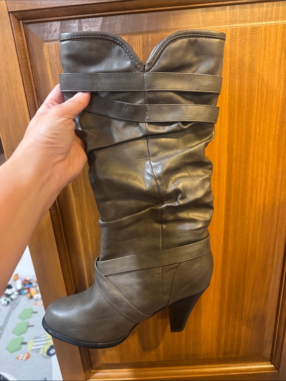 Rampage Olive Green Slouchy Mid-Calf Heeled Boots
